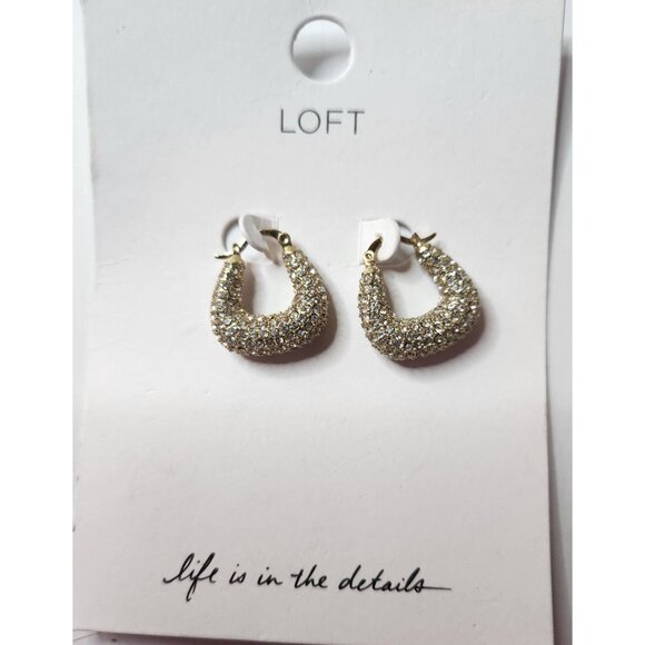 Glittering Crystal Hoop Earrings By Loft - Picture 1 of 3
